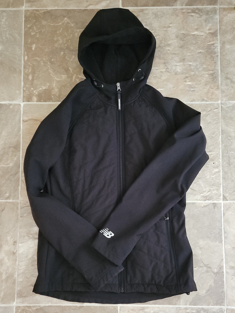 New Balance Black Hooded Lightweight Jacket with Logo